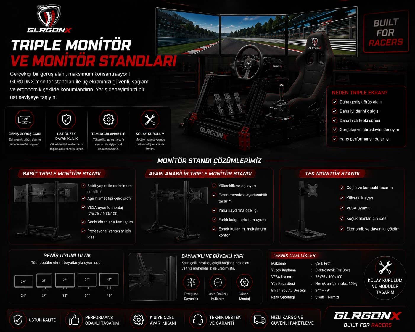 Triple Monitör ve Monitör Standları